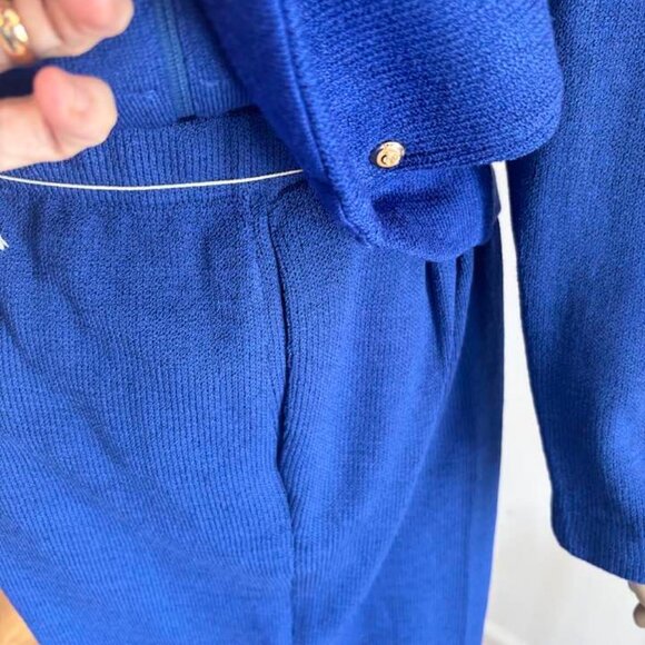 St John royal blue set pant suit 12 Large sapphire jacket embellished - Picture 4 of 5